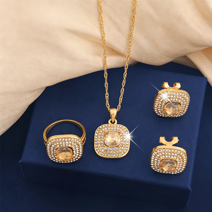 💎Brillez chaque jour : Ensemble de bijoux élégants en cristal et strass✨