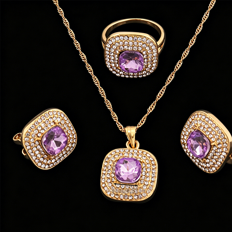 💎Brillez chaque jour : Ensemble de bijoux élégants en cristal et strass✨
