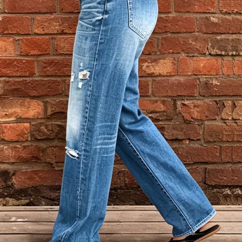 👖 PROMO LIMITÉE 50% DE RÉDUCTION ! 💥 Jean Femme Slim Évasé Déchiré – Distressed, Taille Haute, Lavage Vintage ✨