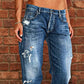 👖 PROMO LIMITÉE 50% DE RÉDUCTION ! 💥 Jean Femme Slim Évasé Déchiré – Distressed, Taille Haute, Lavage Vintage ✨