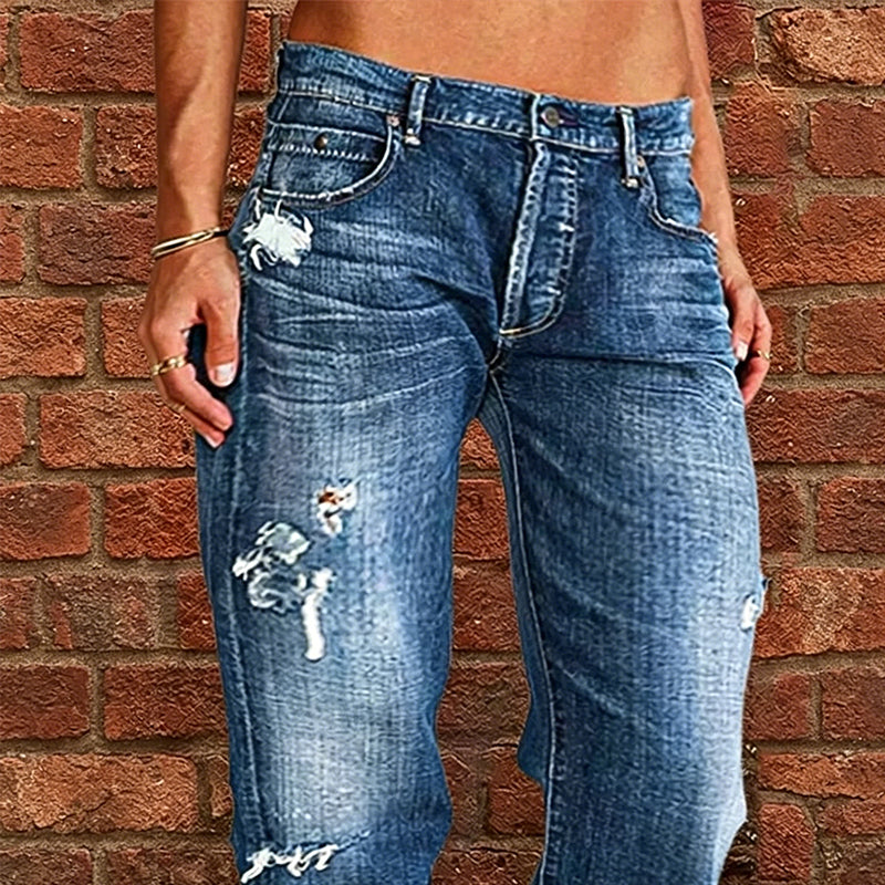 👖 PROMO LIMITÉE 50% DE RÉDUCTION ! 💥 Jean Femme Slim Évasé Déchiré – Distressed, Taille Haute, Lavage Vintage ✨