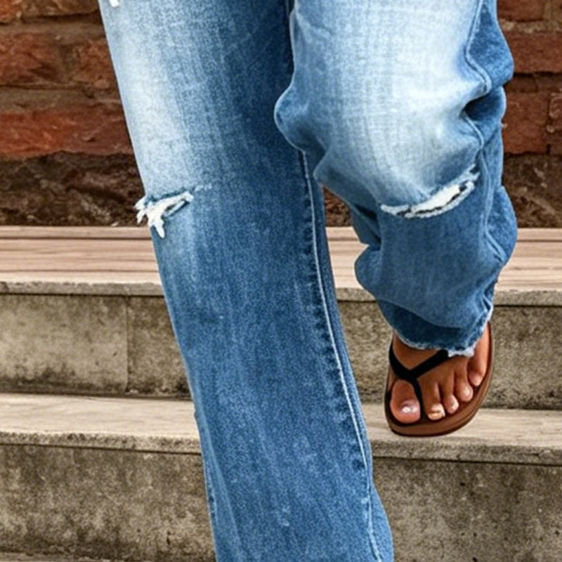 👖 PROMO LIMITÉE 50% DE RÉDUCTION ! 💥 Jean Femme Slim Évasé Déchiré – Distressed, Taille Haute, Lavage Vintage ✨