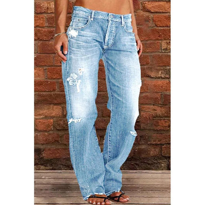 👖 PROMO LIMITÉE 50% DE RÉDUCTION ! 💥 Jean Femme Slim Évasé Déchiré – Distressed, Taille Haute, Lavage Vintage ✨