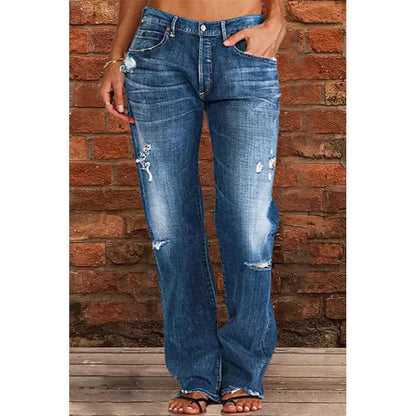 👖 PROMO LIMITÉE 50% DE RÉDUCTION ! 💥 Jean Femme Slim Évasé Déchiré – Distressed, Taille Haute, Lavage Vintage ✨