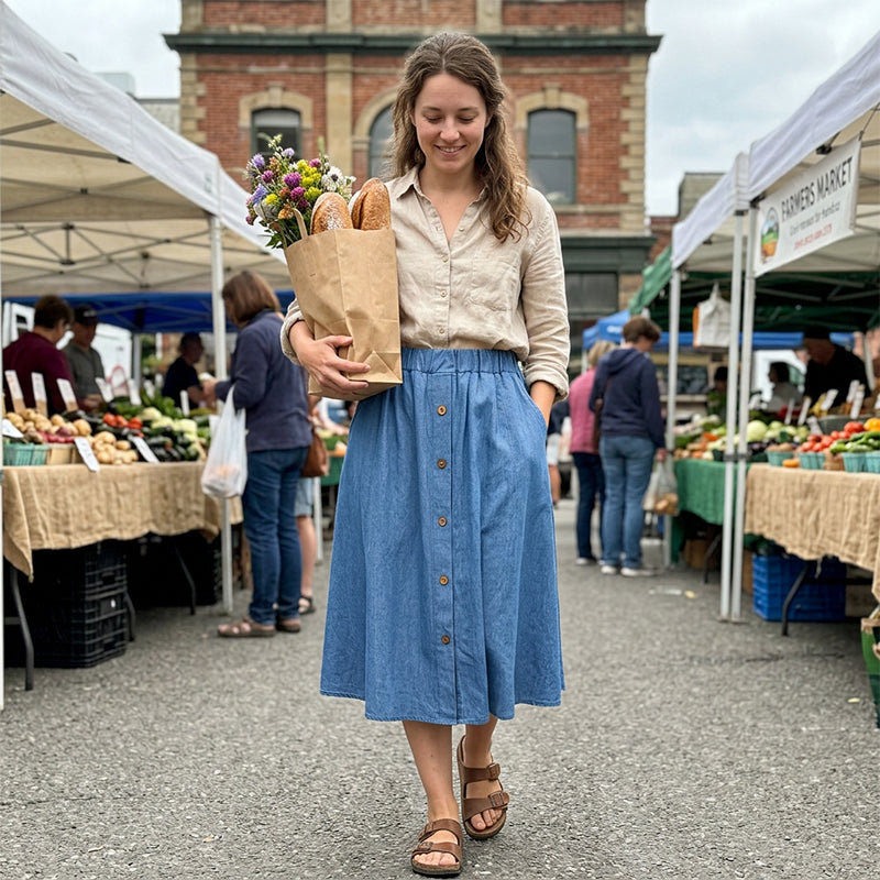 💞 Plus de 100.000 vendus ! Le hit de l'été 2026 – -50% pour durée limitée ！Jupe midi en jean élastique à taille haute pour femme