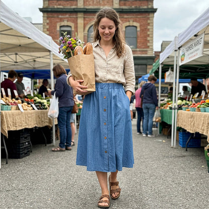 💞 Plus de 100.000 vendus ! Le hit de l'été 2026 – -50% pour durée limitée ！Jupe midi en jean élastique à taille haute pour femme