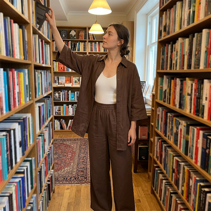 Ensemble deux pièces décontracté pour femme : chemise et pantalon, confortable et respirant ✨