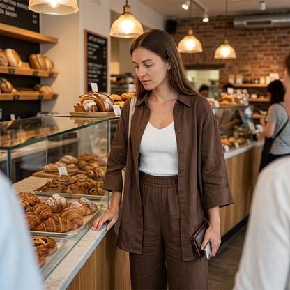 Ensemble deux pièces décontracté pour femme : chemise et pantalon, confortable et respirant ✨