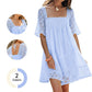 Robe smockée à encolure carrée pour femme