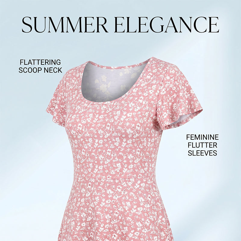 Robe trapèze à imprimé floral pour femme avec poches