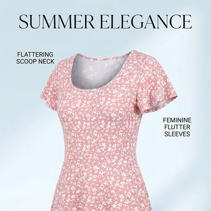 Robe trapèze à imprimé floral pour femme avec poches