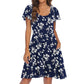Robe trapèze à imprimé floral pour femme avec poches
