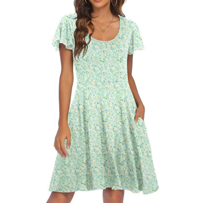 Robe trapèze à imprimé floral pour femme avec poches