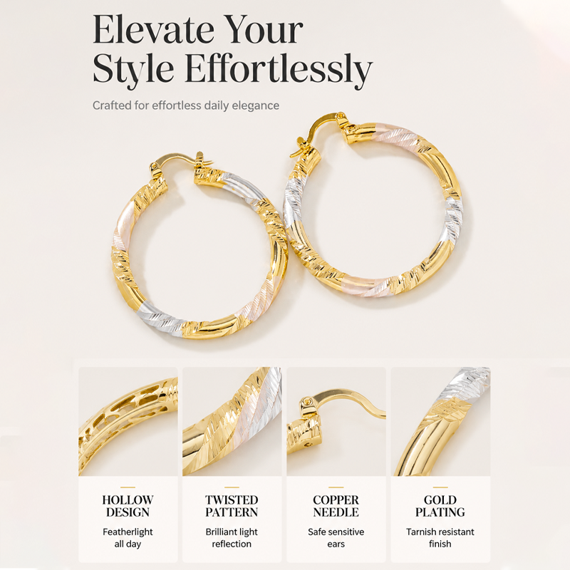 💫Boucles d'Oreilles Créoles Torsadées – Design Moderne, Légères, Polyvalentes ✨