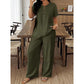 👕Printemps Été Nouvel Ensemble Grande Taille Femme - Chemise Manches Longues Casual & Pantalon Ample, ✨Parfait pour Vacances & Quotidien