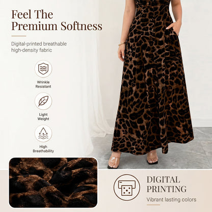 👗 50% DE RÉDUCTION 🐆 Robe élégante à revers imprimée léopard pour femme – Coupe fluide & col travaillé – Parfaite pour un look chic ou décontracté – légère et facile à porter ✨