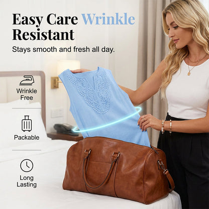 👗 50% DE RÉDUCTION 🌴 Robe décontractée d’été légère – Col V brodé, anti-froissage & séchage rapide – Parfaite pour les journées chaudes, les voyages ou un look effortless ✨
