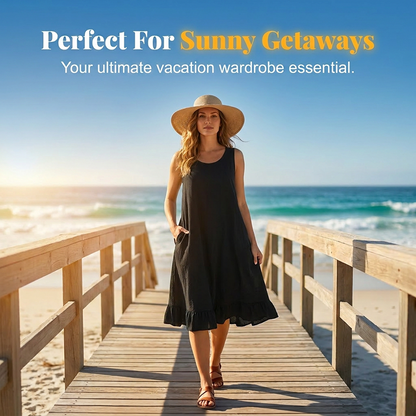 🔥 NOUVEAU + -50% + 50.000+ vendus 🔥 Robe décontractée sans manches à volants pour femme