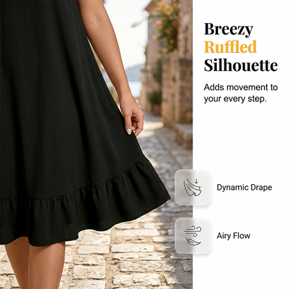 🔥 NOUVEAU + -50% + 50.000+ vendus 🔥 Robe décontractée sans manches à volants pour femme
