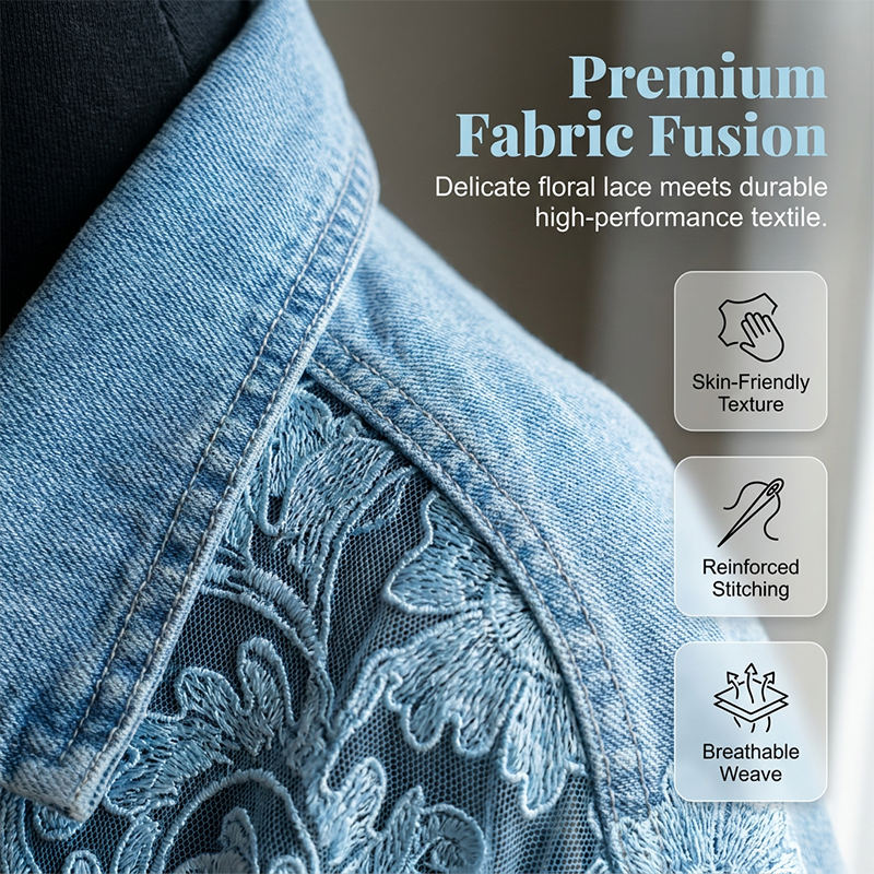 👑 Le must-have de la saison ! Veste en jean ample pour femme avec de délicats empiècements floraux 🔥