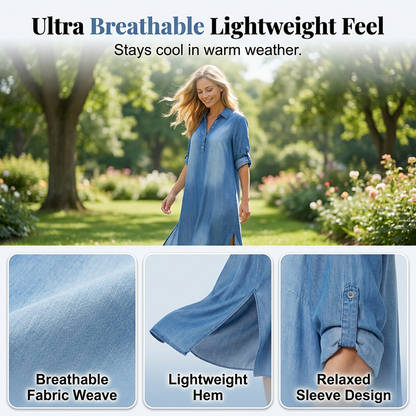 ☀️ Le best-seller de l'été 2026 est arrivé ! Robe longue ample en denim délavé pour femme
