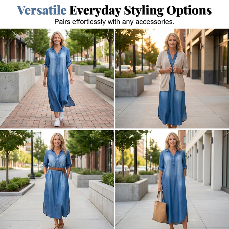 ☀️ Le best-seller de l'été 2026 est arrivé ! Robe longue ample en denim délavé pour femme