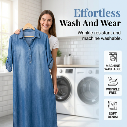 ☀️ Le best-seller de l'été 2026 est arrivé ! Robe longue ample en denim délavé pour femme