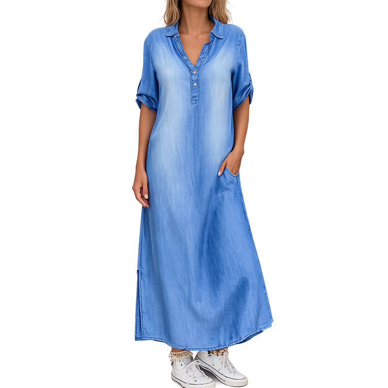 ☀️ Le best-seller de l'été 2026 est arrivé ! Robe longue ample en denim délavé pour femme