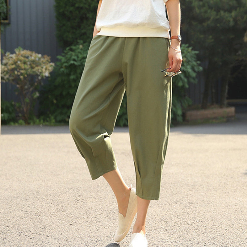 Pantacourt décontracté coupe ample pour femmes