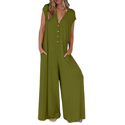Combinaison pantalon ample à jambes larges pour femme