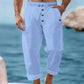 Pantalon décontracté en lin à cordon de serrage pour homme