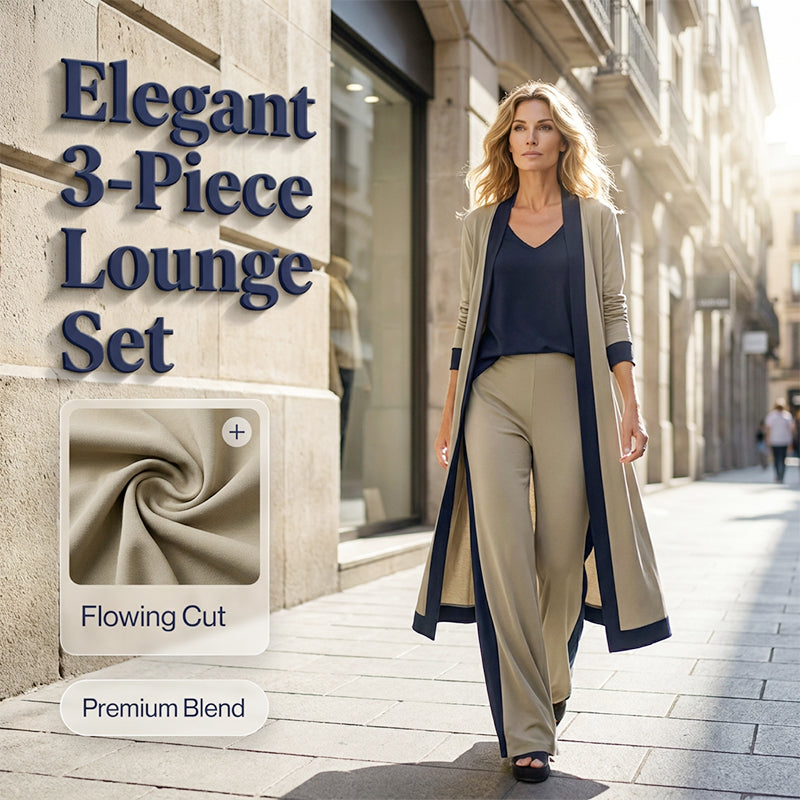 ⌛50 % de réduction sur les nouveautés - Ensemble 3 pièces femme : cardigan, gilet et pantalon bicolores