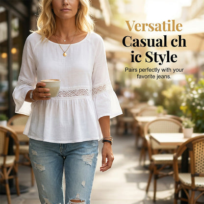⏳ Dernière heure – -50% se termine ! Blouse à volants et à basques pour femme