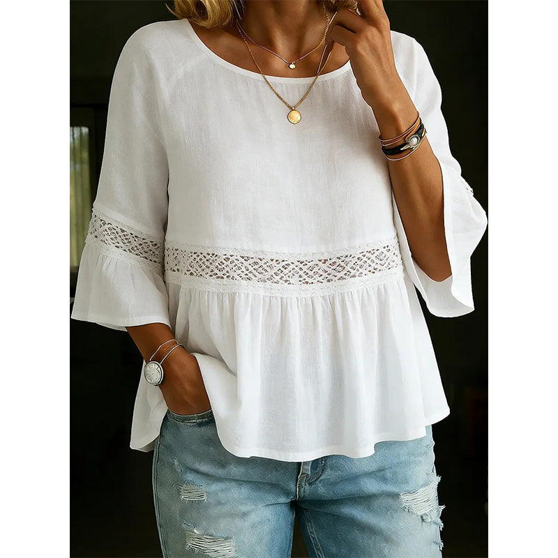 ⏳ Dernière heure – -50% se termine ! Blouse à volants et à basques pour femme