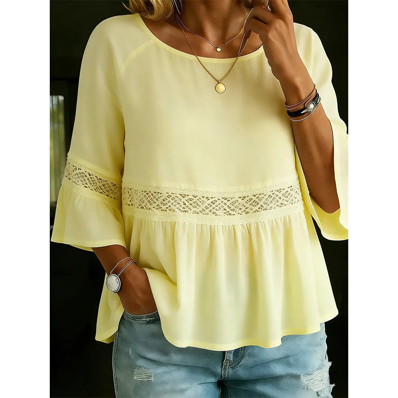 ⏳ Dernière heure – -50% se termine ! Blouse à volants et à basques pour femme
