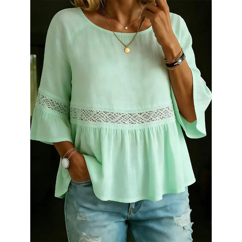 ⏳ Dernière heure – -50% se termine ! Blouse à volants et à basques pour femme