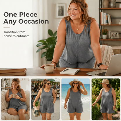 👗 50% DE RÉDUCTION 💥 Combinaison sans manches grande taille avec poches – Fluide, confortable & polyvalente – Idéale pour l’été, les voyages ou le quotidien – élégante sans effort ✨