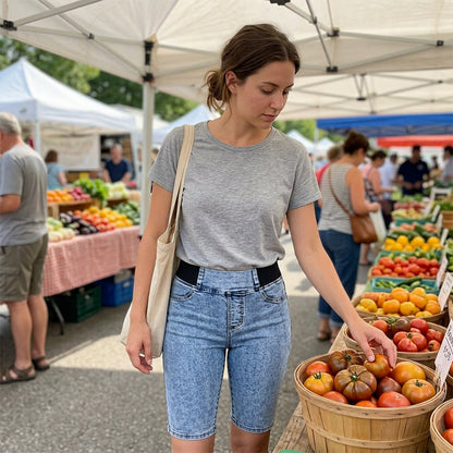 Pantalon capri en jean taille haute pour femme, taille élastiquée, coupe courte