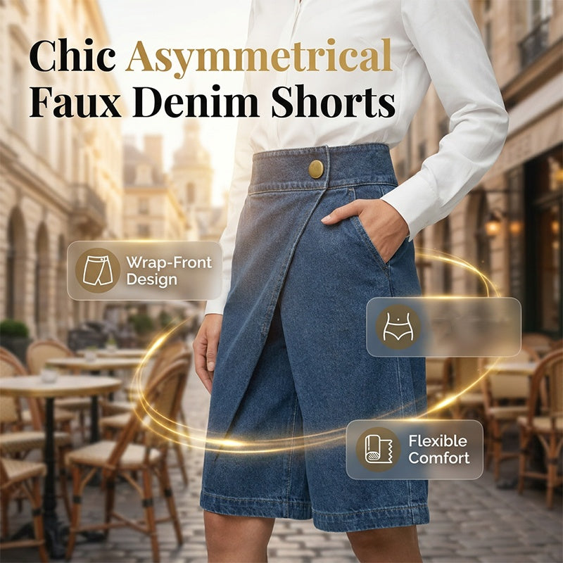 🩳 50 % DE RÉDUCTION EN CE MOMENT ! ✨ Short asymétrique à jambes larges pour femme – Léger et fluide – Ourlet irrégulier original, idéal pour l'été ou les vacances – Élégant et confortable 🌸