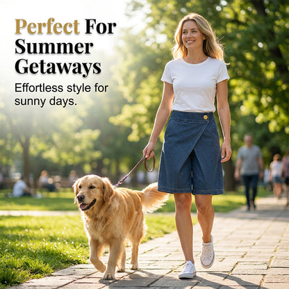 🩳 50 % DE RÉDUCTION EN CE MOMENT ! ✨ Short asymétrique à jambes larges pour femme – Léger et fluide – Ourlet irrégulier original, idéal pour l'été ou les vacances – Élégant et confortable 🌸