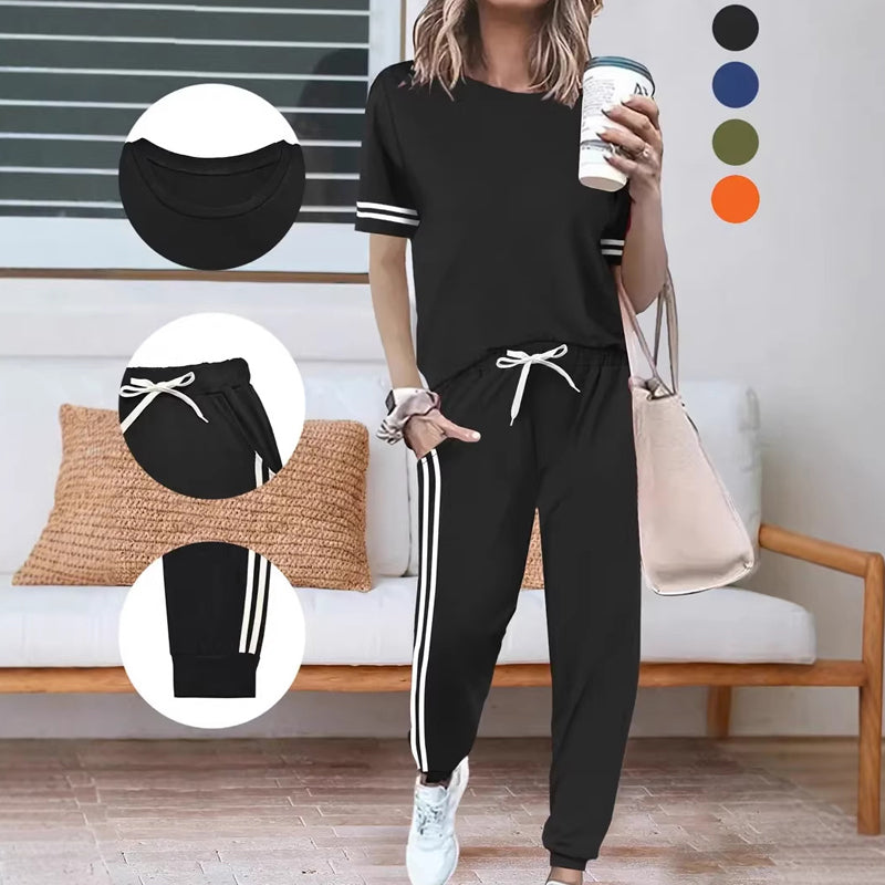 📦 Tout juste arrivé ! Ensemble deux pièces décontracté pour femme avec des rayures sur les côtés