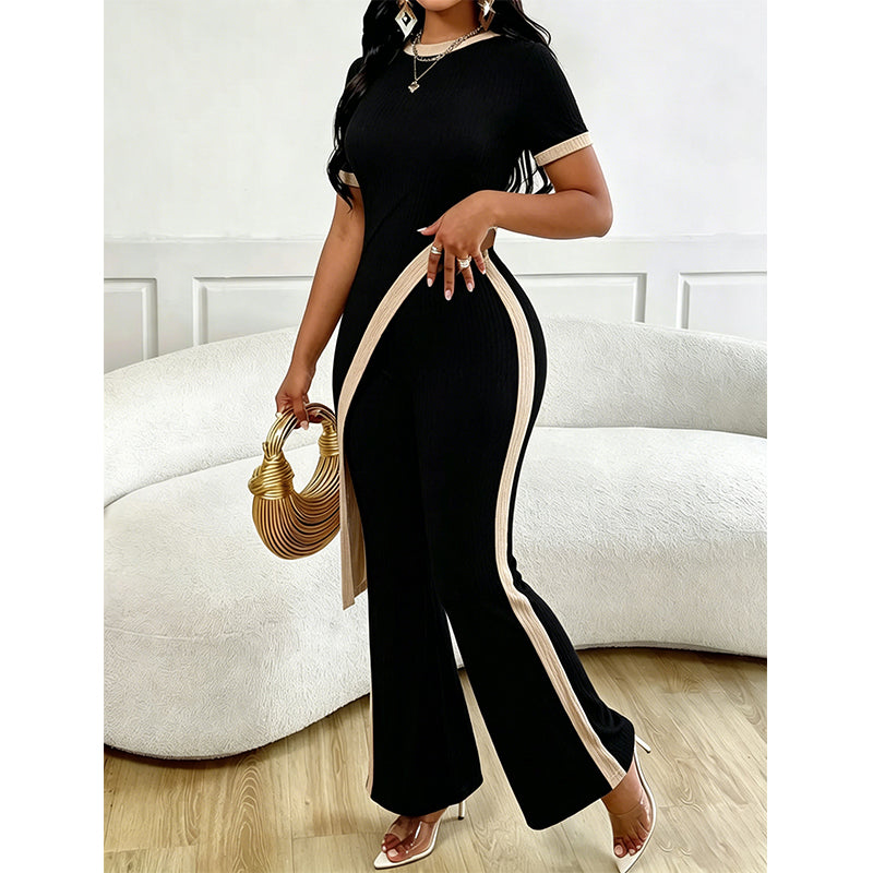 ⚠️ Plus que quelques stocks ! Ensemble femme composé d'un haut à manches courtes et d'un pantalon évasé