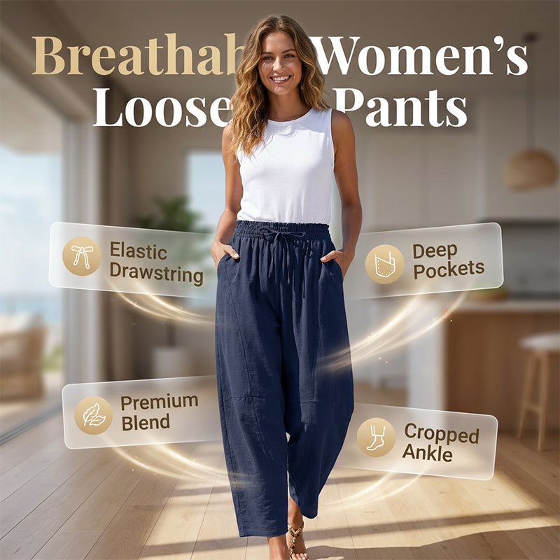 Pantalons pour femmes à coupe ample et taille élastiquée