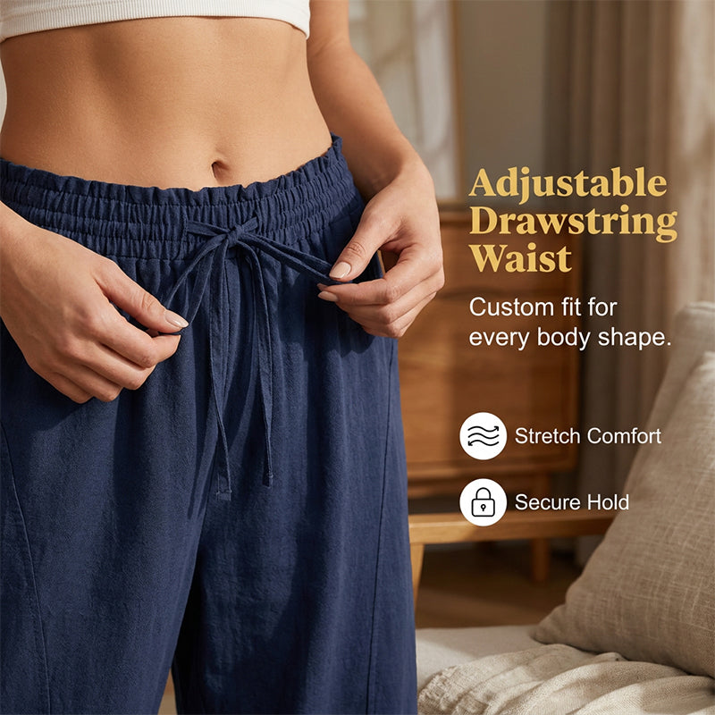 Pantalons pour femmes à coupe ample et taille élastiquée