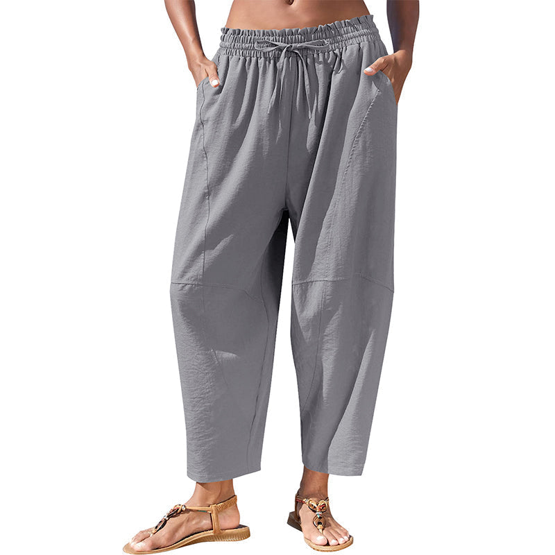 Pantalons pour femmes à coupe ample et taille élastiquée