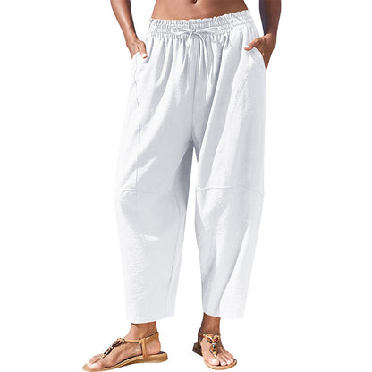 Pantalons pour femmes à coupe ample et taille élastiquée