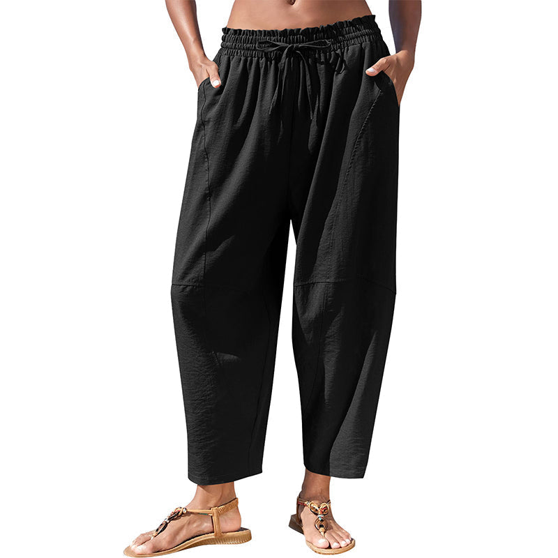 Pantalons pour femmes à coupe ample et taille élastiquée