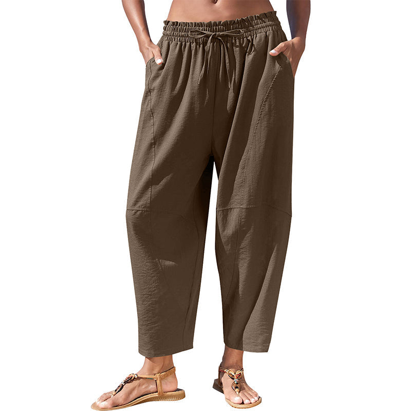 Pantalons pour femmes à coupe ample et taille élastiquée