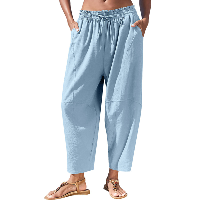 Pantalons pour femmes à coupe ample et taille élastiquée