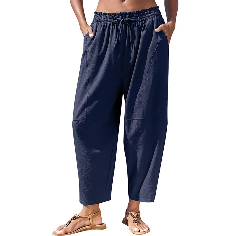 Pantalons pour femmes à coupe ample et taille élastiquée
